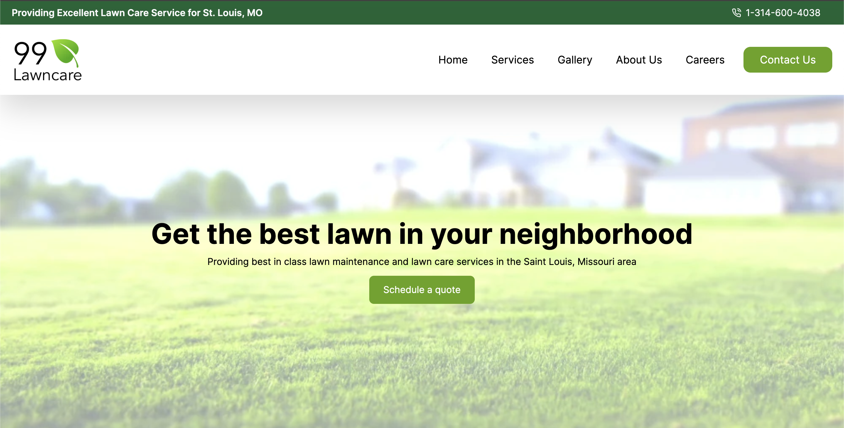 "Screenshot of the 99 Lawn Care website"