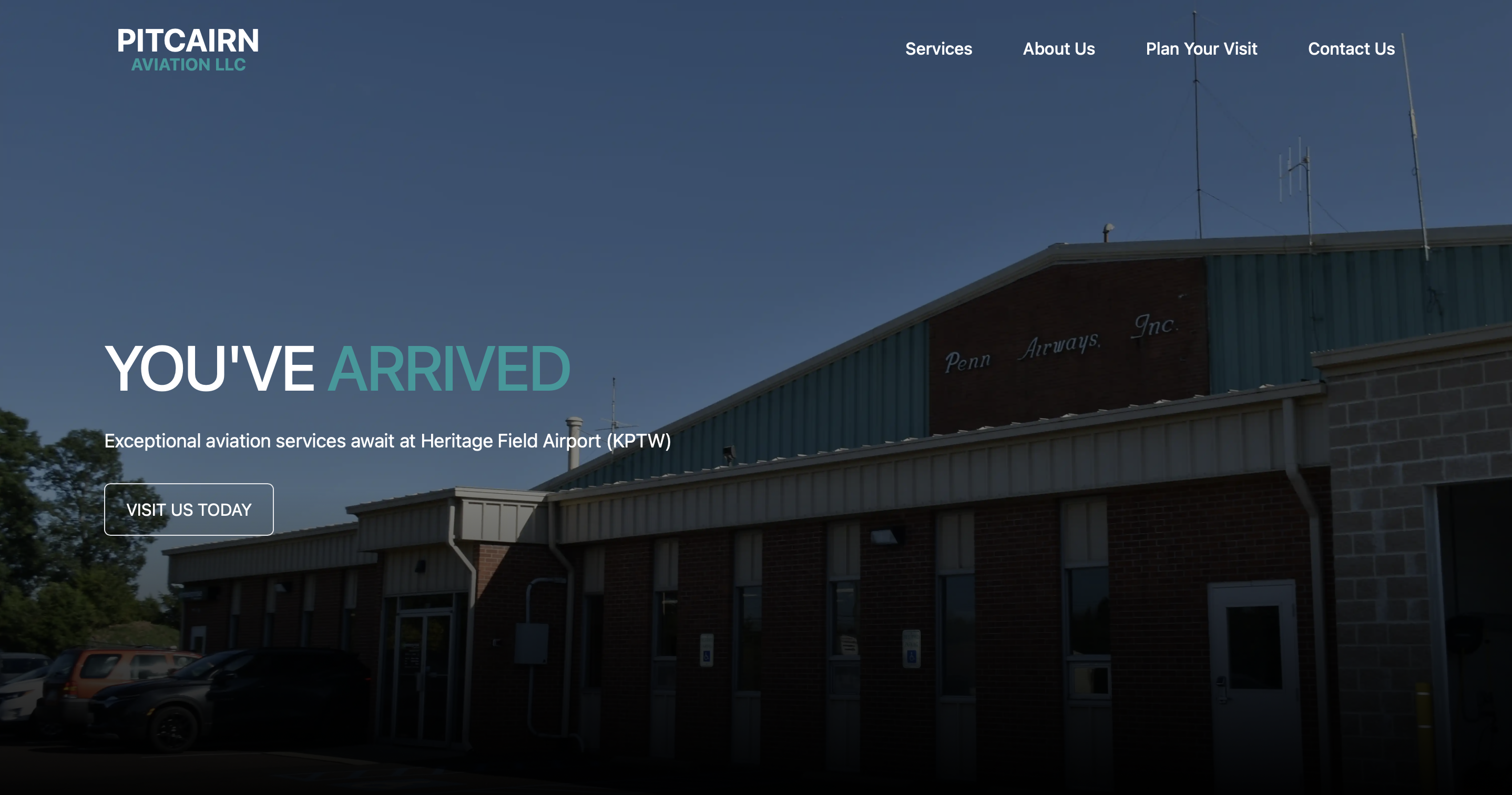 Pitcairn Aviation FBO website screenshot