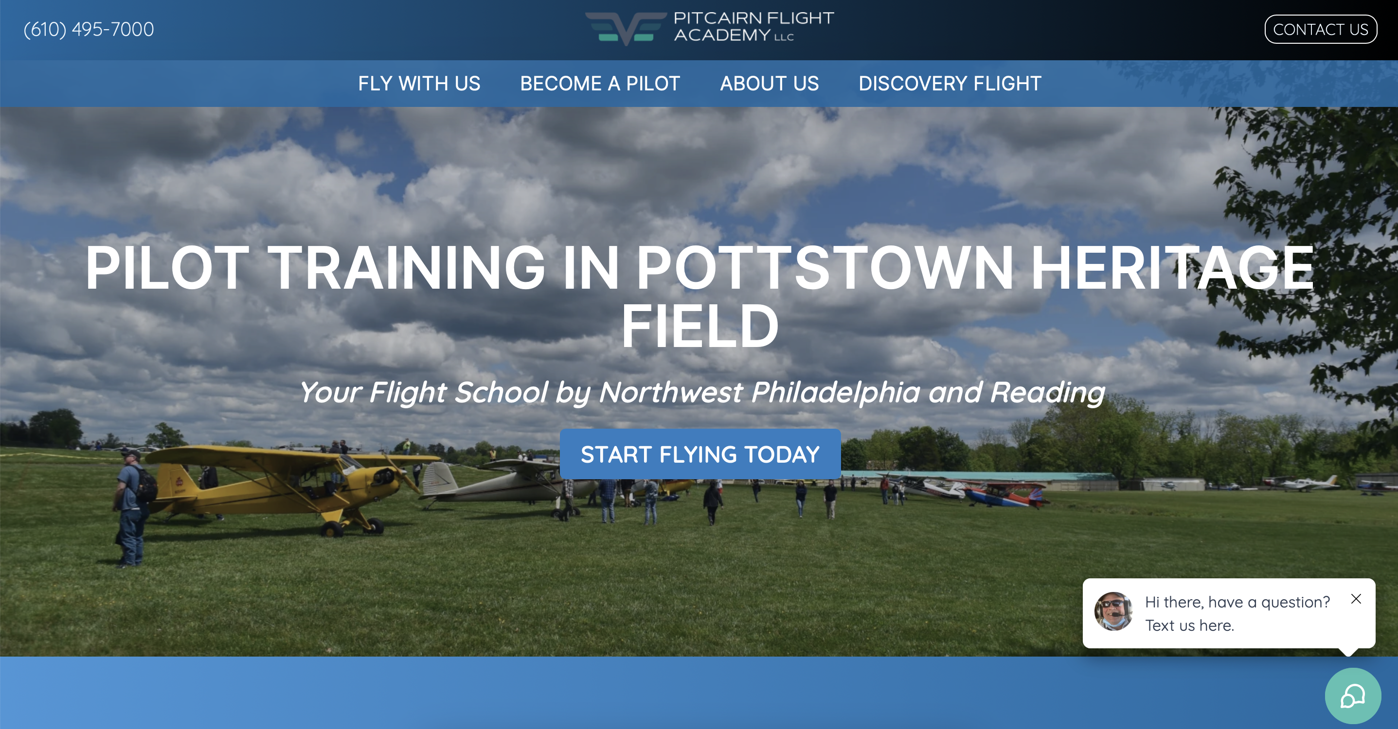 Pitcairn Flight Academy website screenshot