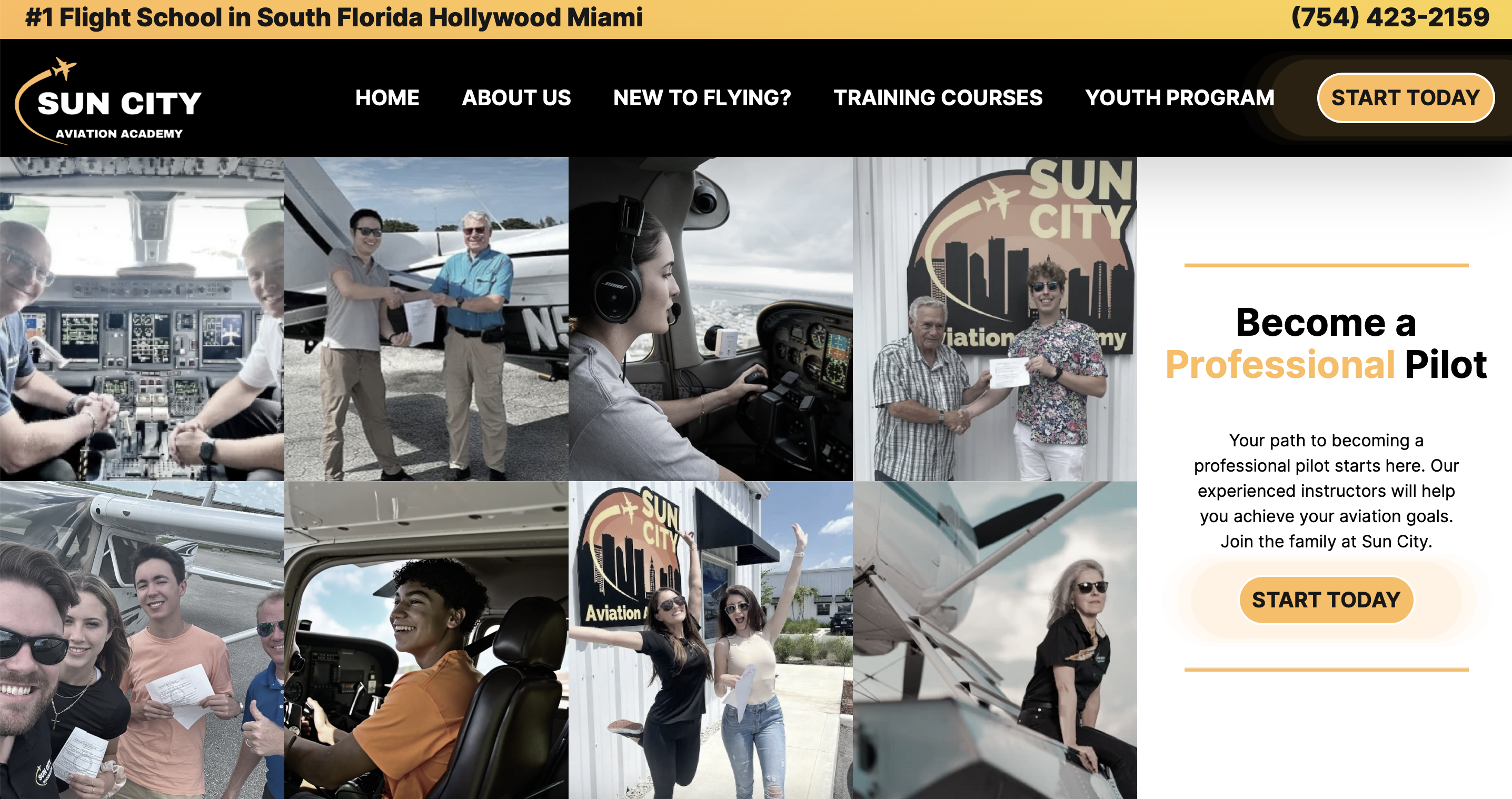 Sun City Aviation Academy website screenshot